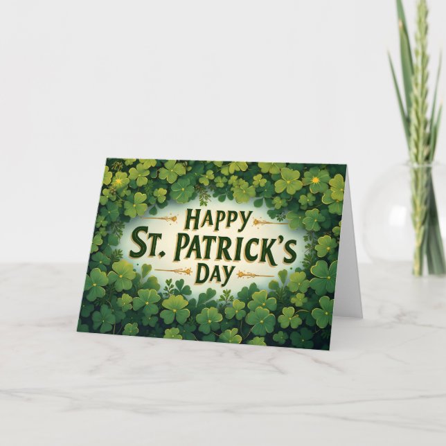 Happy St. Patrick’s Day Clover Art Card (Front)