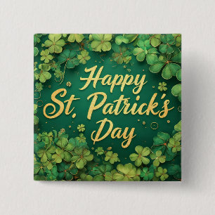 Happy St. Patrick’s Day Clover Design Button