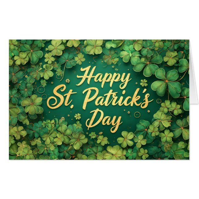 Happy St. Patrick’s Day Clover Design Card (Front Horizontal)