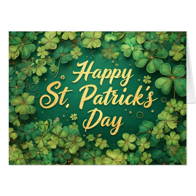 Happy St. Patrick’s Day Clover Design Card (Front Horizontal)