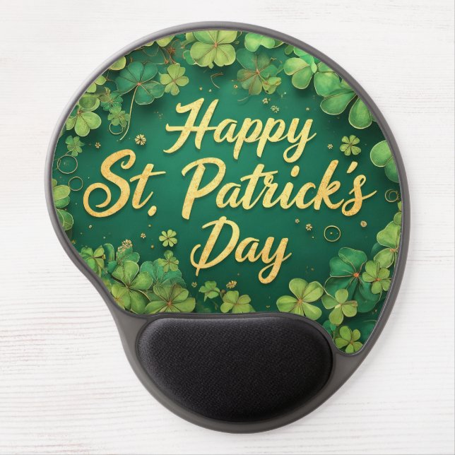 Happy St. Patrick’s Day Clover Design Gel Mouse Pad (Front)