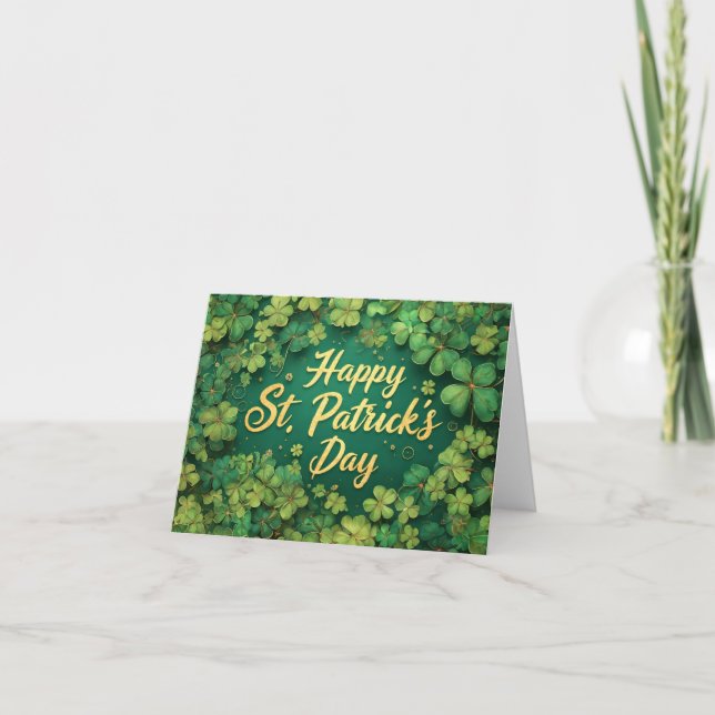 Happy St. Patrick’s Day Clover Design Thank You Card (Front)
