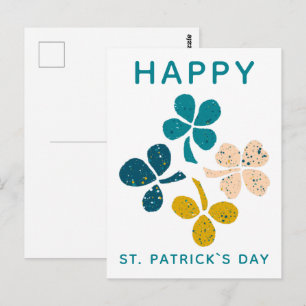 Happy St. Patrick`s day Clover Shamrock Drawing Postcard