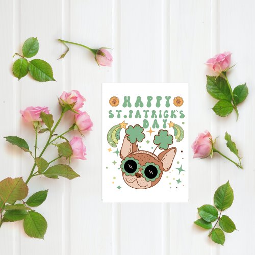 Happy St Patricks day Cute dog with sunglasses Holiday Card
