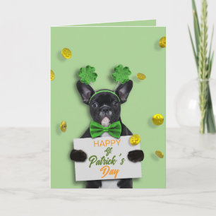 Happy St. Patrick’s Day Cute French Bulldog Coins  Card