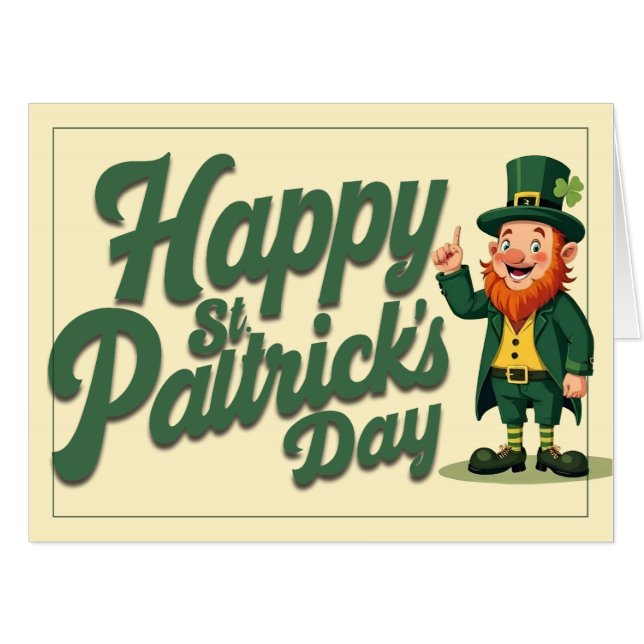 Happy St. Patrick’s Day Cute Leprechaun Card (Front Horizontal)