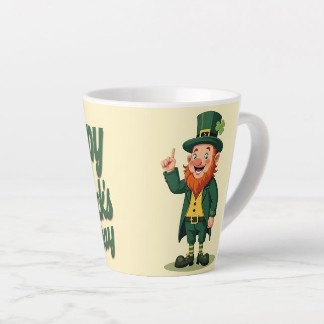 Happy St. Patrick’s Day Cute Leprechaun Latte Mug (Right Angle)