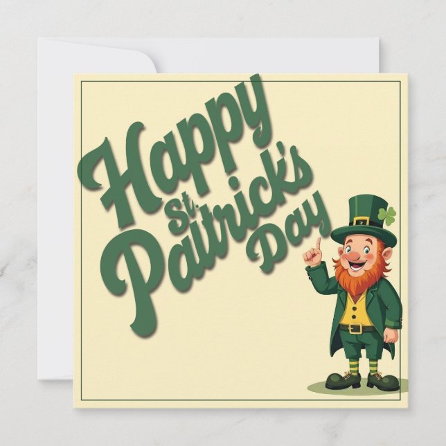 Happy St. Patrick’s Day Cute Leprechaun Note Card (Front)