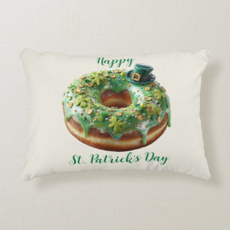 Happy St. Patrick’s Day Donut with Leprechaun Hat Accent Pillow