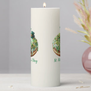 Happy St. Patrick’s Day Donut with Leprechaun Hat Pillar Candle