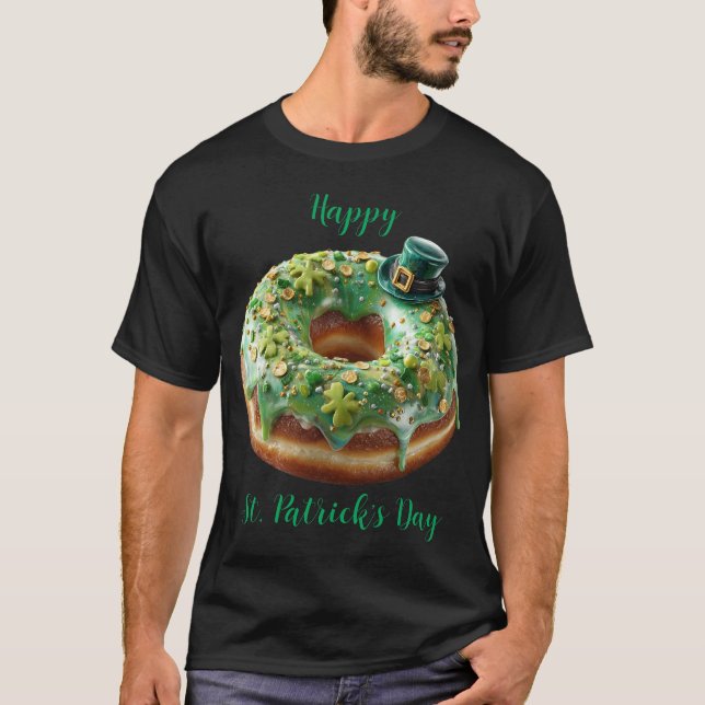 Happy St. Patrick’s Day Donut with Leprechaun Hat T-Shirt (Front)