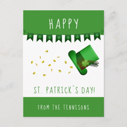 Happy St Patricks day Gold and Hat Postcard