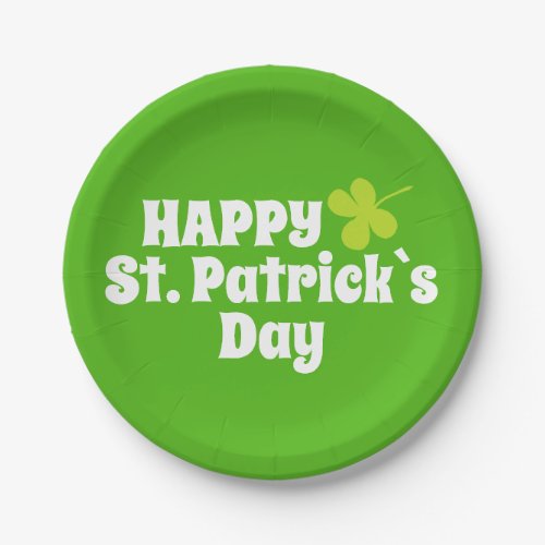 Happy St Patricks day Green Lucky Shamrock Paper Plates
