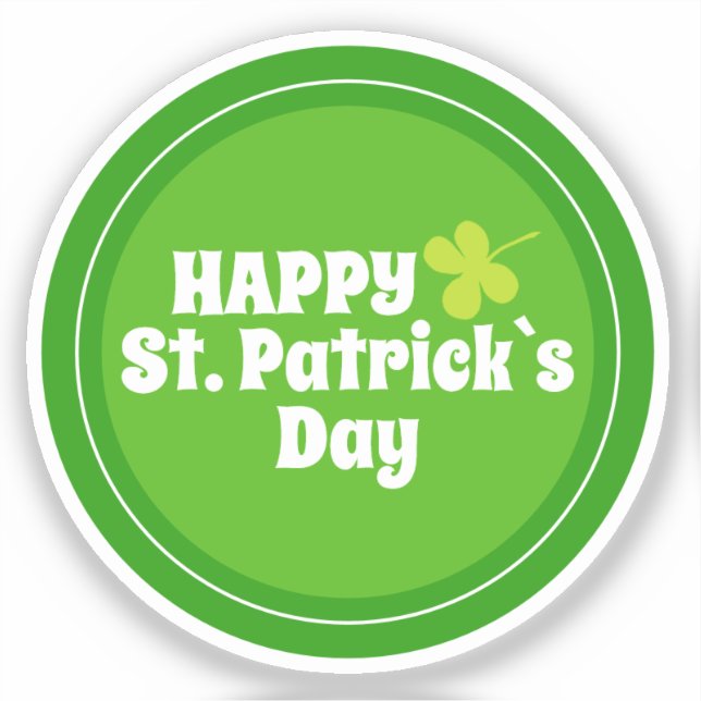 Happy St Patrick`s day Green Lucky Shamrock  Sticker (Front)