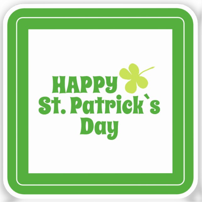Happy St Patrick`s day Green Lucky Shamrock  Sticker (Front)