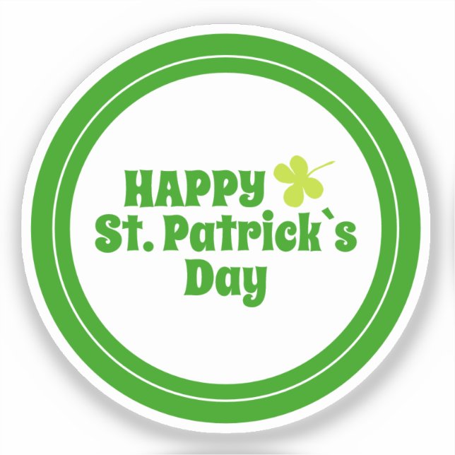 Happy St Patrick`s day Green Lucky Shamrock  Sticker (Front)