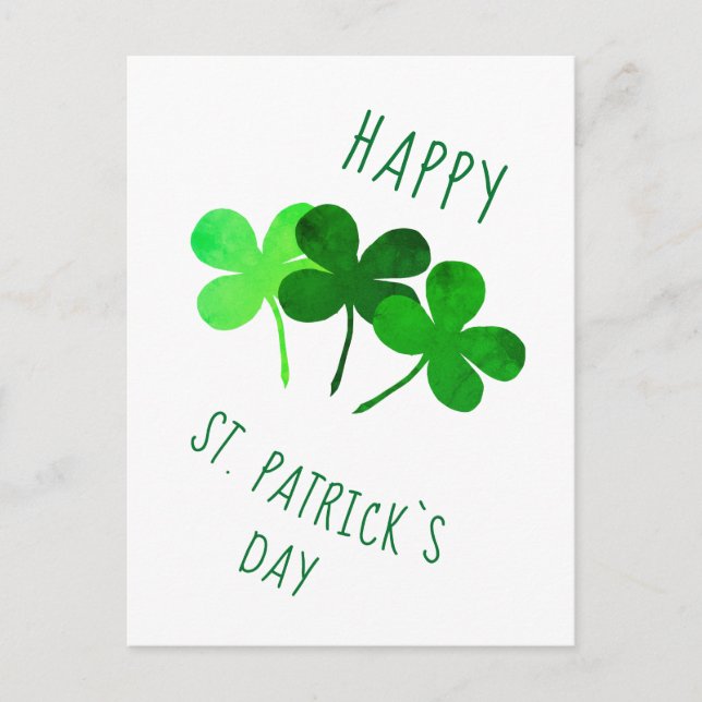 Happy St. Patrick`s day Green Shamrocks Postcard (Front)
