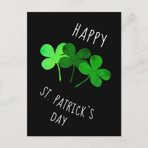Happy St Patricks day Green Shamrocks Postcard