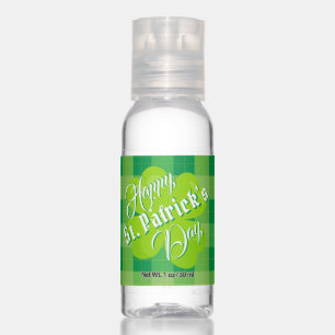 Happy St. Patrick\s Day Green Tartan Lucky Clover Hand Sanitizer