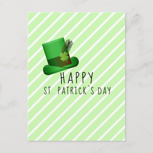 Happy St Patricks day Hat Irland Green Stripe Postcard