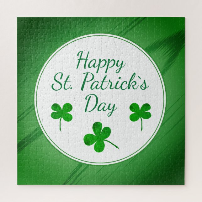 Happy St. Patrick`s Day Irish Green Shamrock Jigsaw Puzzle (Vertical)