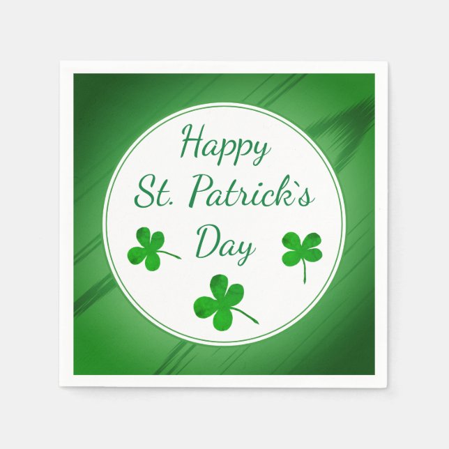 Happy St. Patrick`s Day Irish Green Shamrock Napkins (Front)
