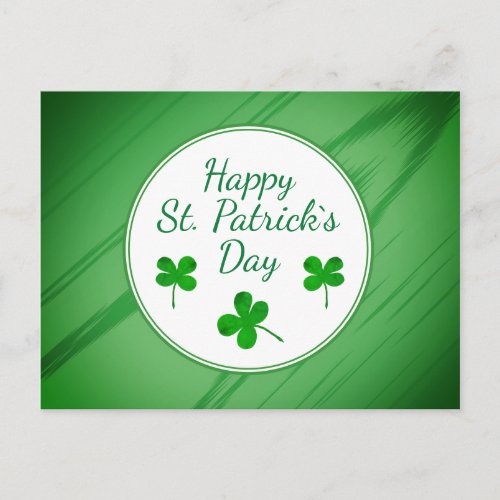Happy St Patricks Day Irish Green Shamrock Postcard