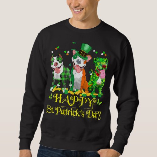 Happy St Patrick S Day Leprechaun Pitbull Dog Love Sweatshirt