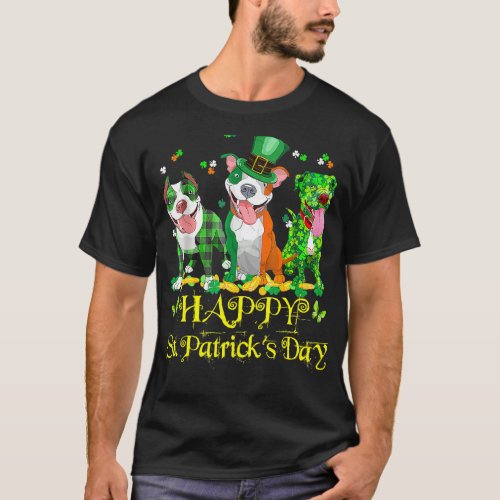 Happy St Patrick S Day Leprechaun Pitbull Dog Love T_Shirt