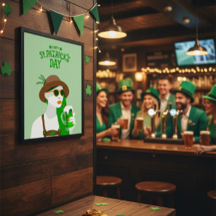 Happy St. Patrick’s Day Modern Green Poster