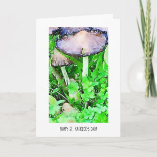 Happy St. Patrick’s Day Mushrooms & Green Clover Card