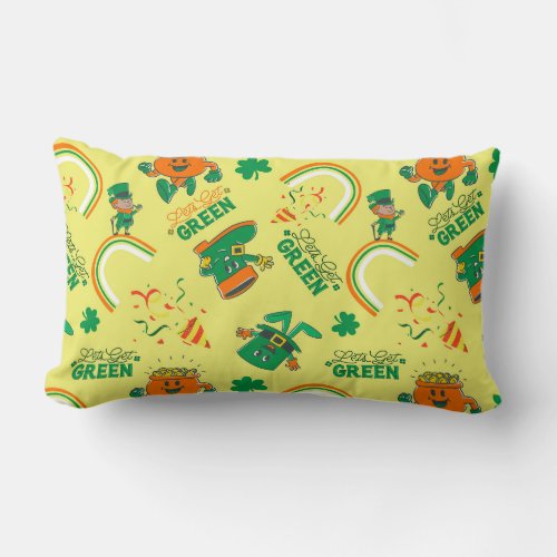  Happy StPatricks Day on the yellow background Lumbar Pillow