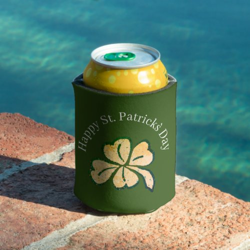 Happy St Patricks Day Shamrock Clover Green Can Cooler