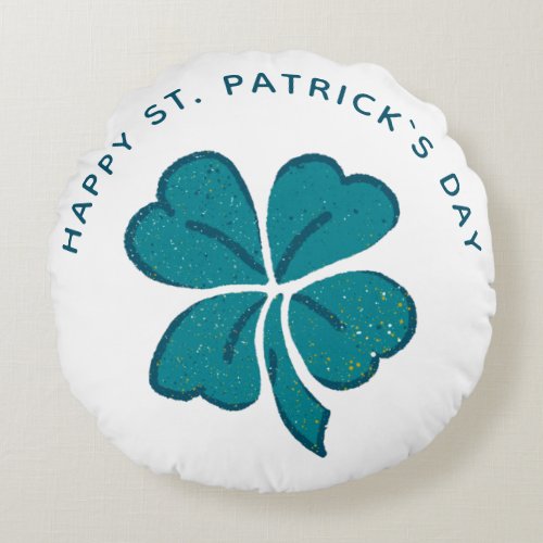 Happy St Patricks Day Shamrock Clover Round Pillow