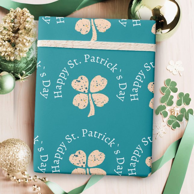 Happy St. Patrick`s Day Shamrock Clover   Wrapping Paper (Creator Uploaded)