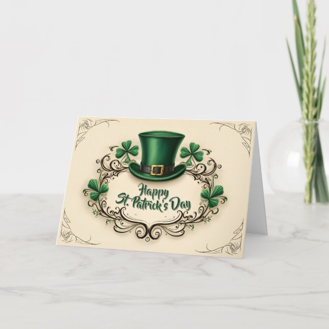 Happy St. Patrick’s Day Shamrock Design Card (Front)