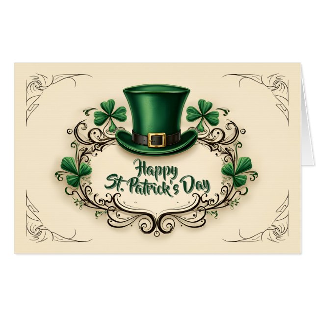 Happy St. Patrick’s Day Shamrock Design Card (Front Horizontal)