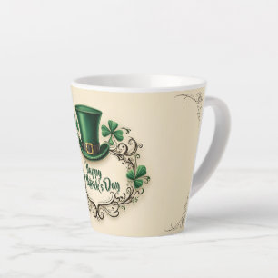 Happy St. Patrick’s Day Shamrock Design Latte Mug