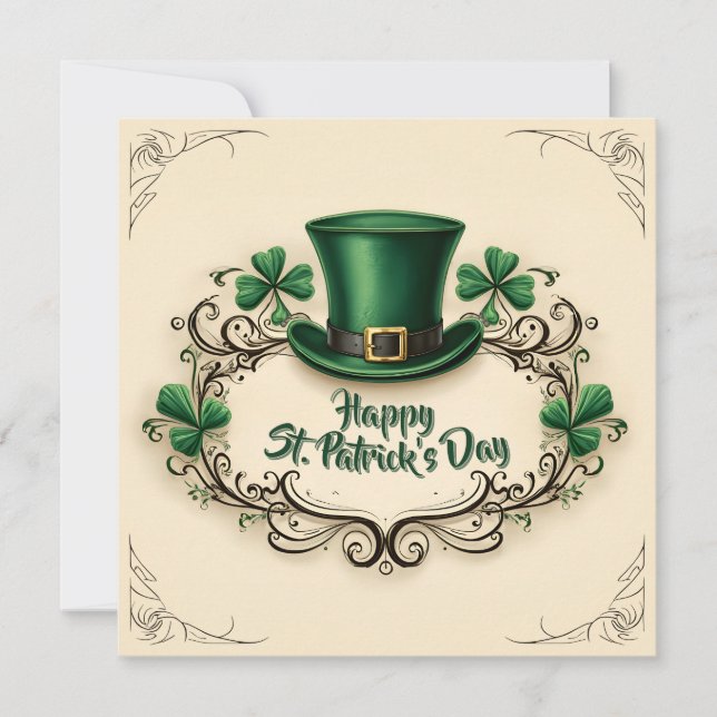 Happy St. Patrick’s Day Shamrock Design Note Card (Front)