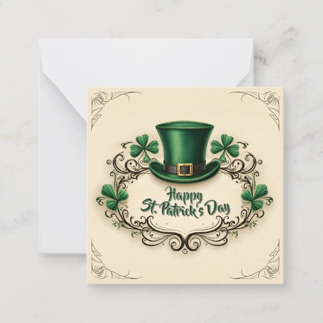 Happy St. Patrick’s Day Shamrock Design Note Card (Front)