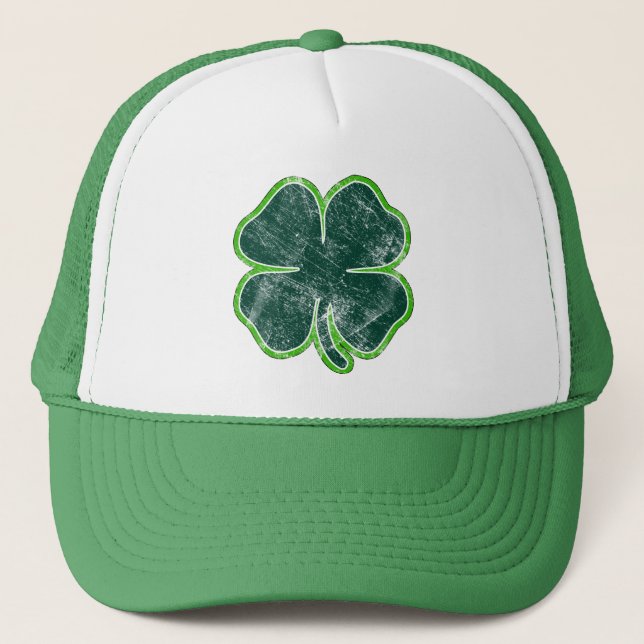 Happy St. Patrick’s Day Shamrock Grunge Hat (Front)