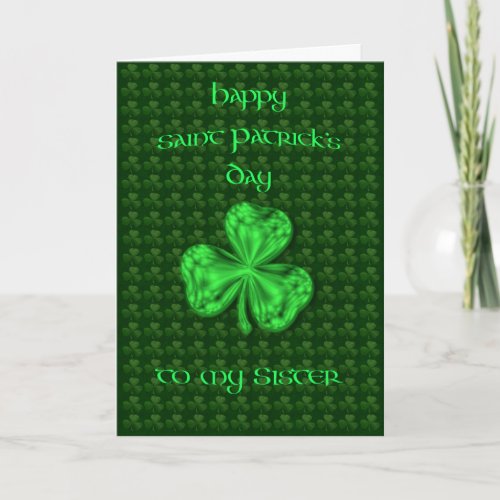 Happy St Patricks Day Sister Shamrock Card