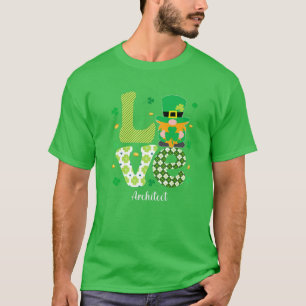 Happy St Patricks Cute Lucky Funny Architect Gnome T-Shirt