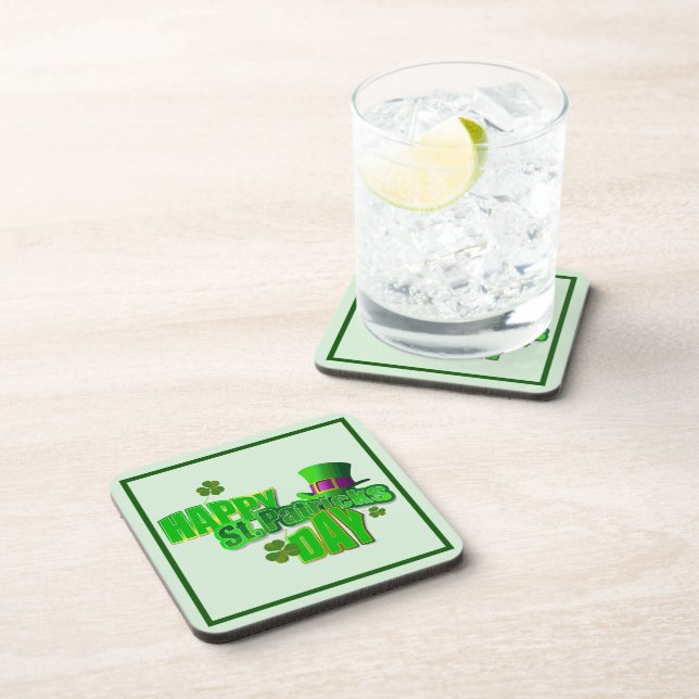 Happy St. Patrick's Day 1 Beverage Coaster (Right Side)