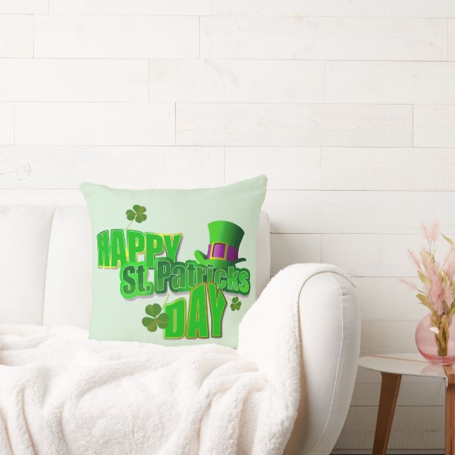 Happy St. Patrick's Day 1 Throw Pillow (Couch)