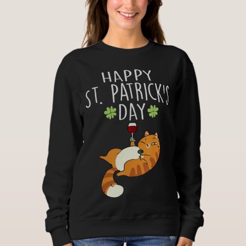Happy St Patricks Day 2022 Cute Cat Face Irish Sh Sweatshirt