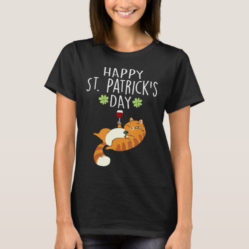 Happy St Patricks Day 2022 Cute Cat Face Irish Sh T_Shirt