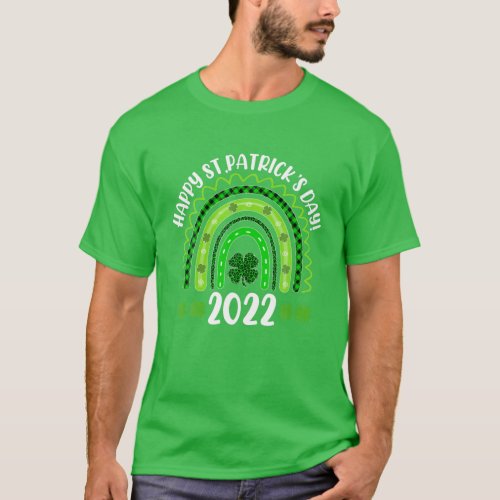 Happy St Patricks Day 2022 Rainbow Clover Shamroc T_Shirt
