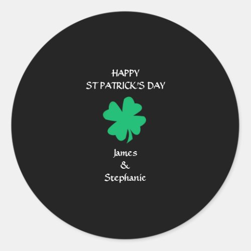 Happy St Patricks Day 2024 Custom Name Shamrock Classic Round Sticker