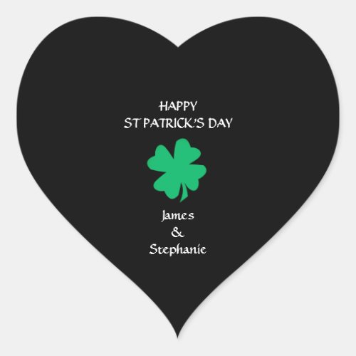 Happy St Patricks Day 2024 Custom Name Shamrock Heart Sticker